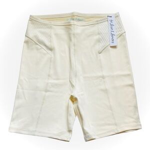 🔆 For Love & Lemons Dani Ribbed Biker Shorts Cream NWT Large